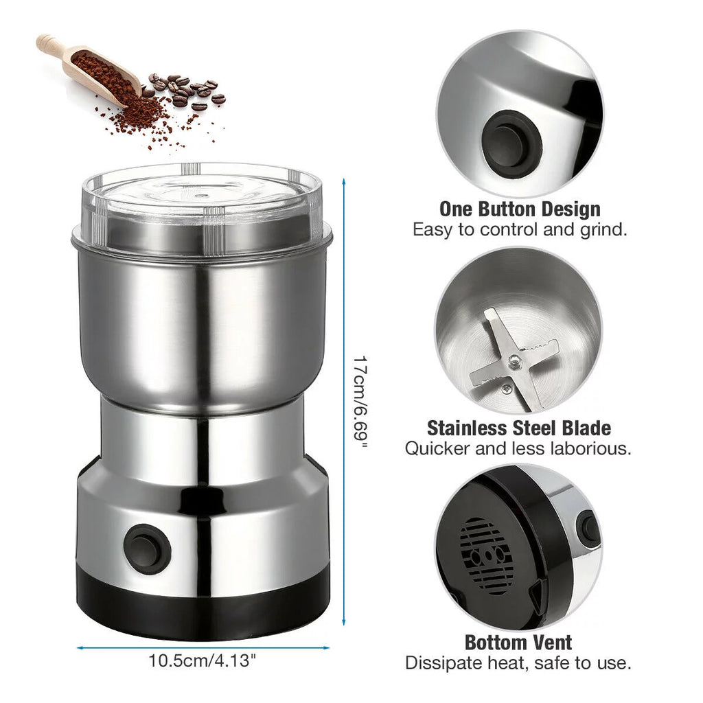 Stainless Steel Electric Coffee Grinder for Beans, Spices & Nuts D2808