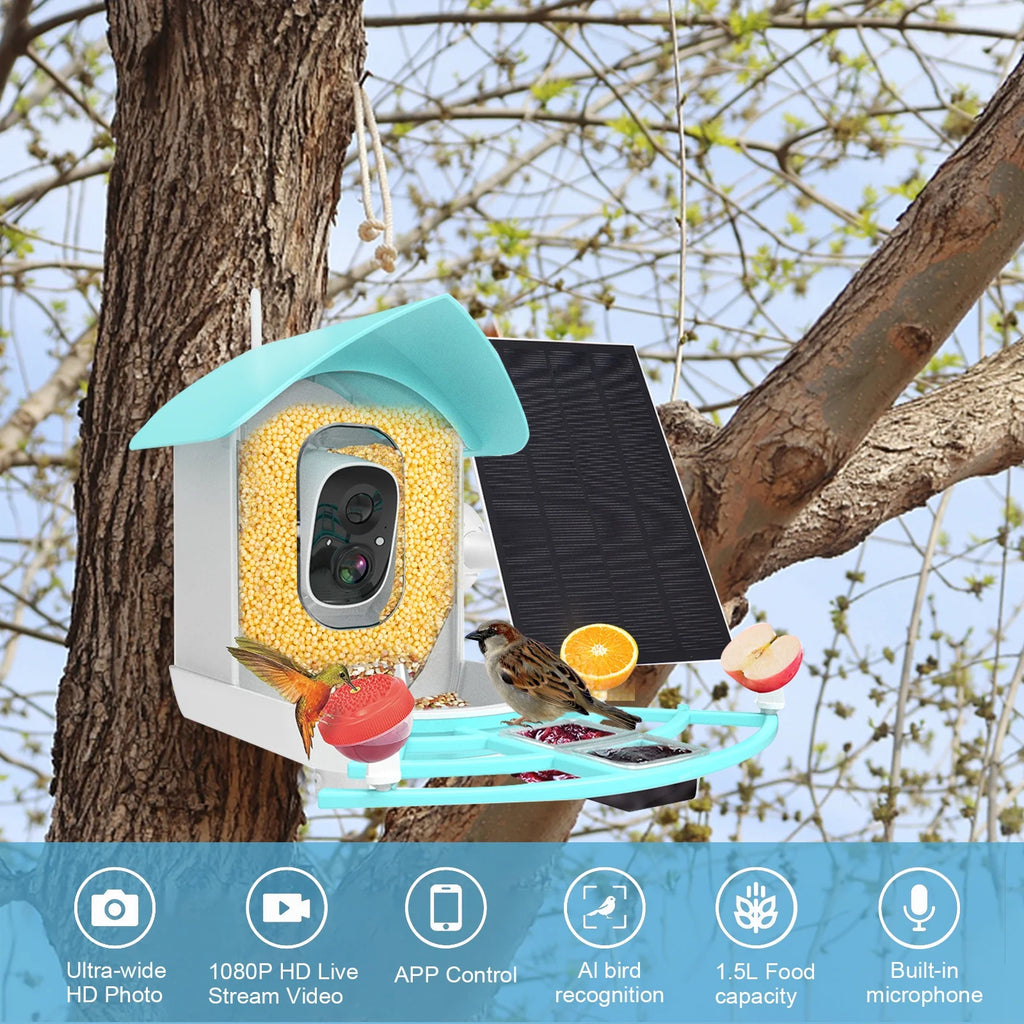 Smart Bird Feeder with Camera, Solar Powered, AI Bird Recognition O61781