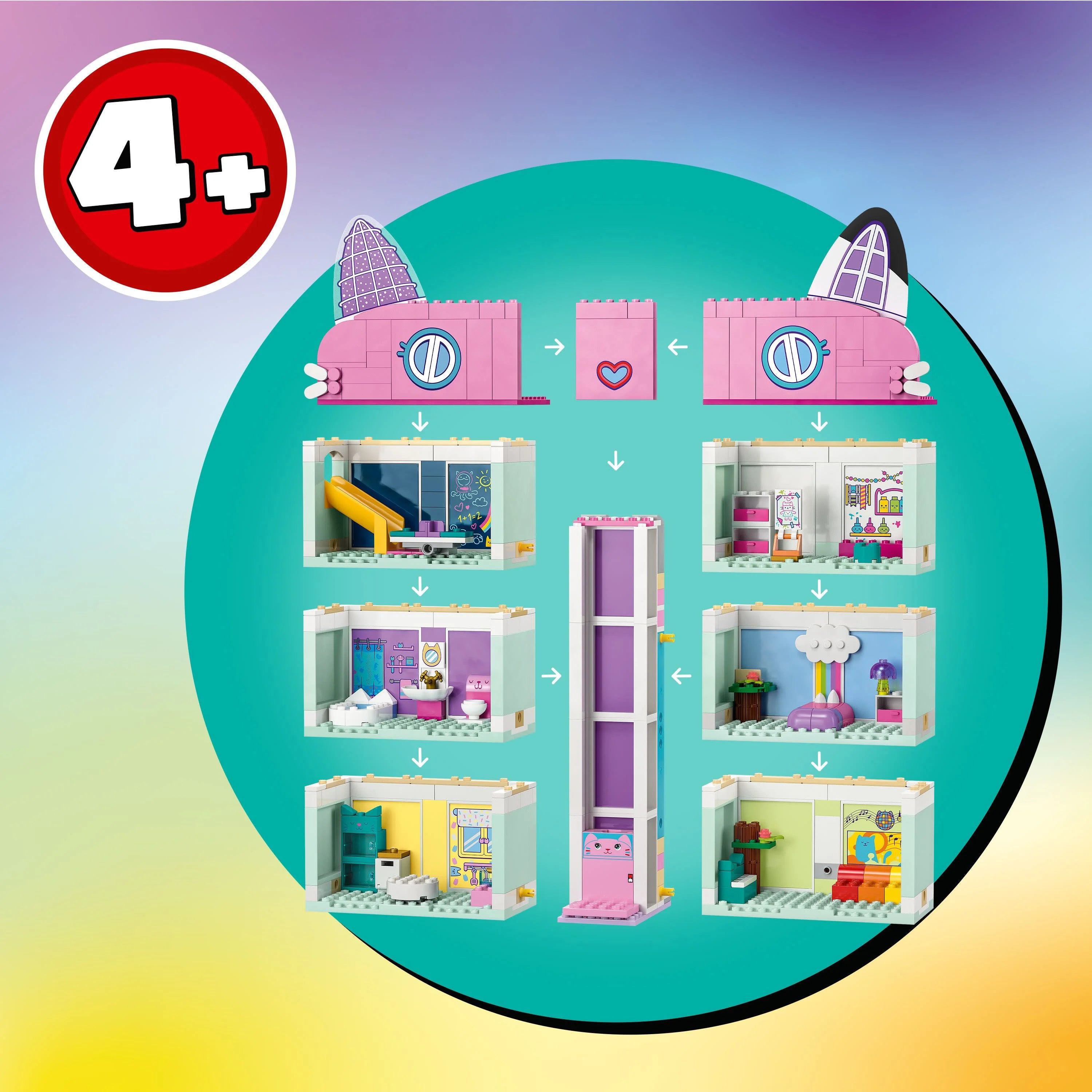 Gabby’s Dollhouse 8-Room Playhouse Building Toy Set for Kids Ages 4+ D399