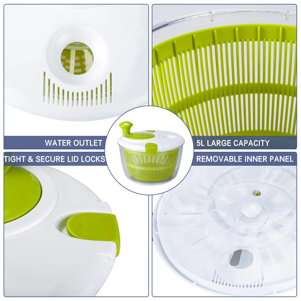 Salad Spinner 5L Fruit and Vegetable Washer Dryer P330830
