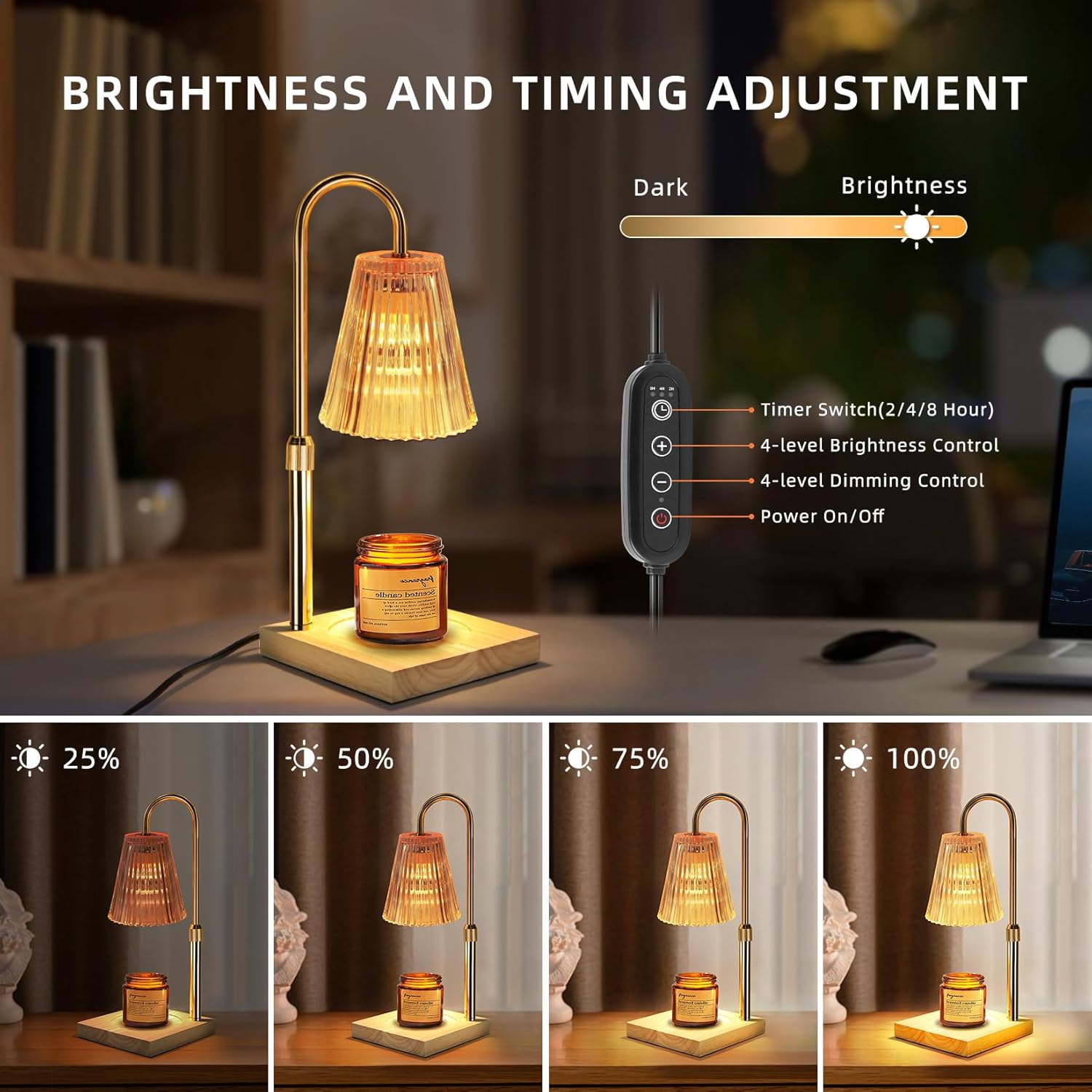Candle Warmer Lamp with Timer, Adjustable Height, Dimmable N628520
