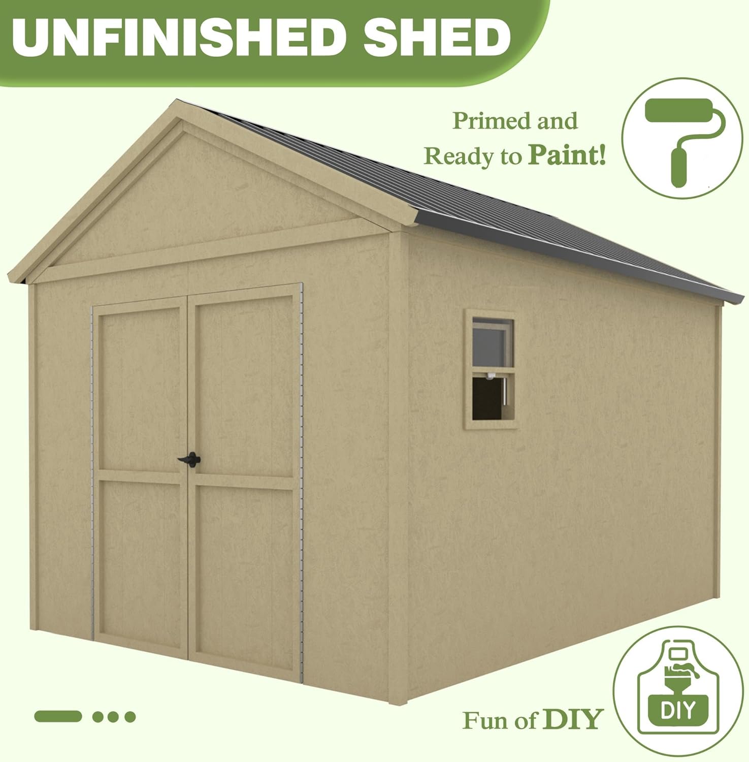 Outdoor Wood Shed with Metal Roof, Lockable Door G3299