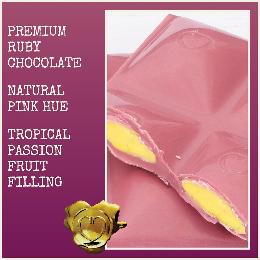 Ruby Chocolate with Passion Fruit, 34% Cocoa, Gluten-Free, 3.2 oz Bar (10 Pack) E8657