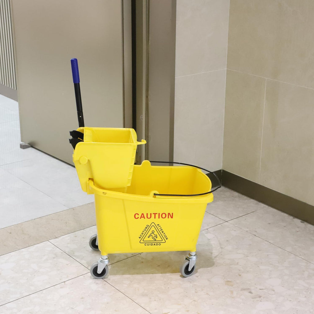 Mop Bucket with Side Press Wringer on Wheels, 35 Quart C9187