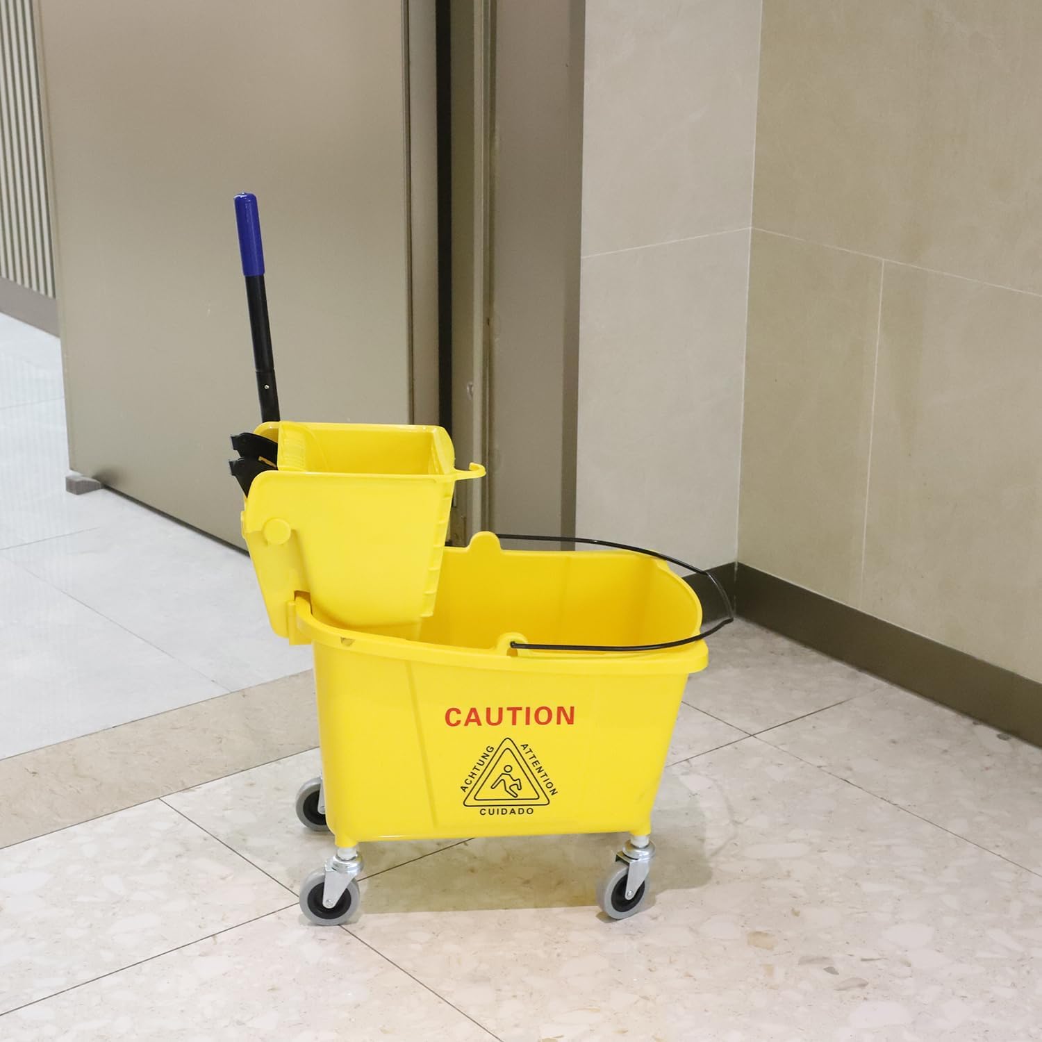Mop Bucket with Side Press Wringer on Wheels, 35 Quart C9187
