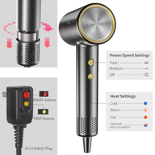 Hair Dryer with Diffuser, High-Speed Brushless, Low Noise B837