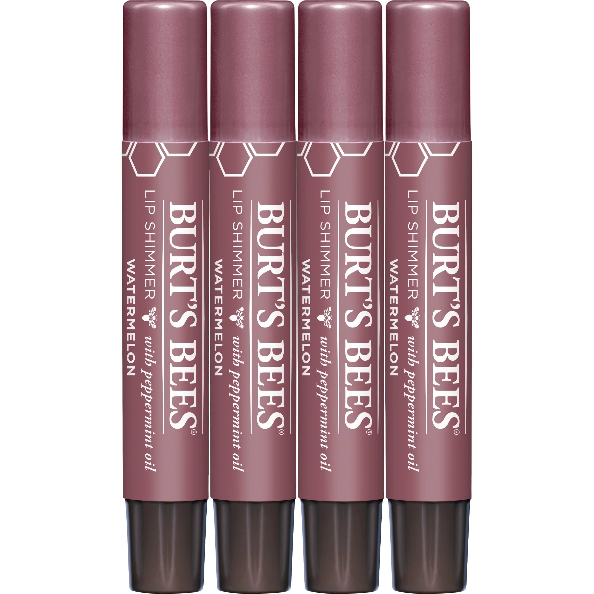 Burt,S Bees Shimmer Lip Tint Stocking Stuffers Set, Tinted Lip Balm Stick, Moisturizing For All Day Hydration With Natural Glowy Pigmented Finish & Buildable Color, Watermelon (4-Pack)