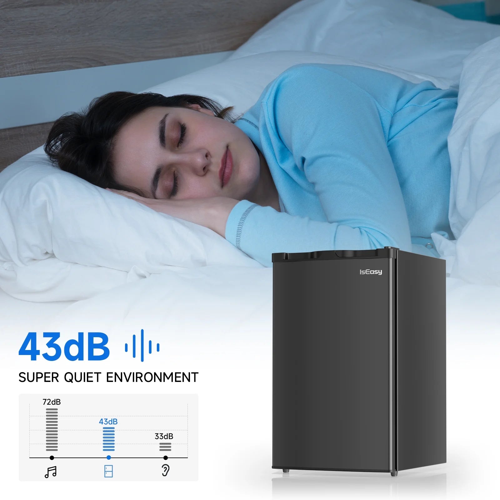 Mini Fridge with Freezer, Compact, Low Noise, Black H528813