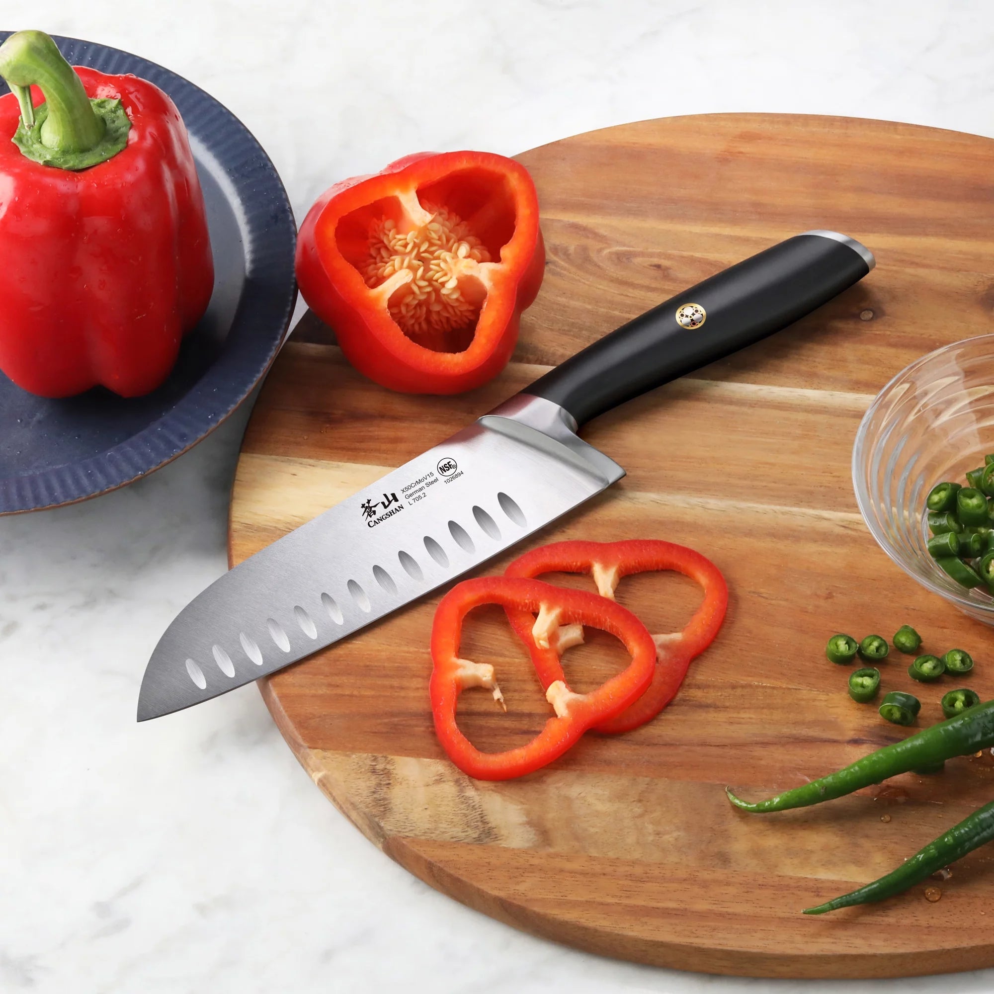 7" German Steel Santoku Knife N384