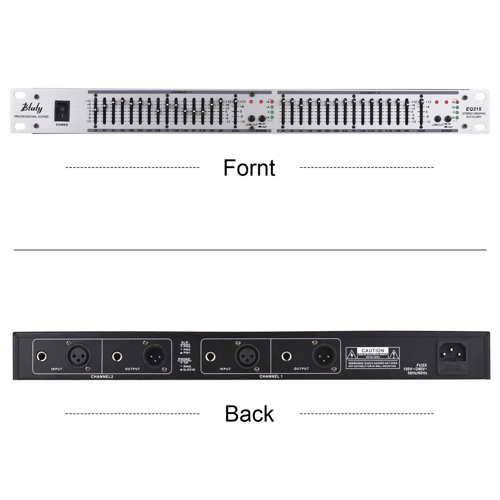 Dual Channel 15-Band Graphic Equalizer, 1U Rack Mount J604