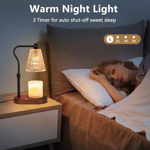 Candle Warmer Lamp with Timer and Dimmer, Adjustable Height, Electric Wax Melt Warmer with 2 Bulbs X245