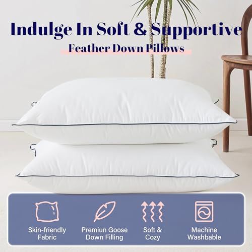 Goose Feather and Down Bed Pillow, King Size, 2 Pack O139