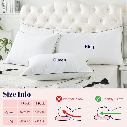 Goose Feather and Down Bed Pillow, King Size, 2 Pack O139