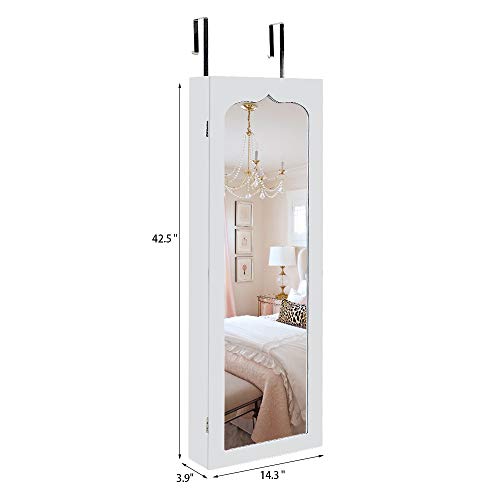 Jewelry Armoire Organizer with LED Lights and Full-Length Mirror D503