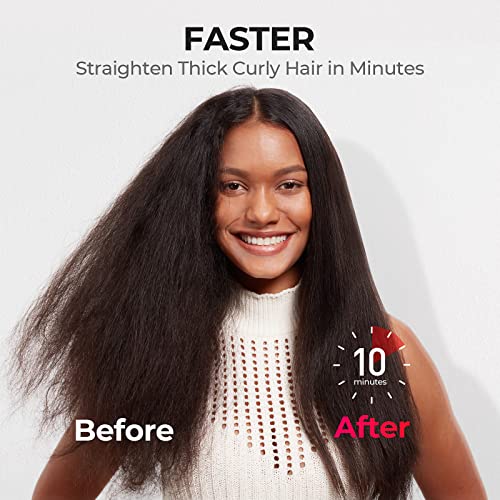 Ionic Hair Straightener Brush with Dense Bristles Y812769