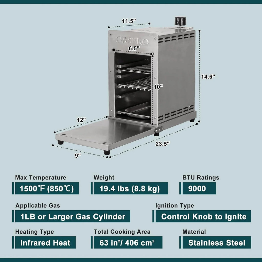 Outdoor Propane Gas Grill with Infrared Technology, Portable Stainless Steel O98252