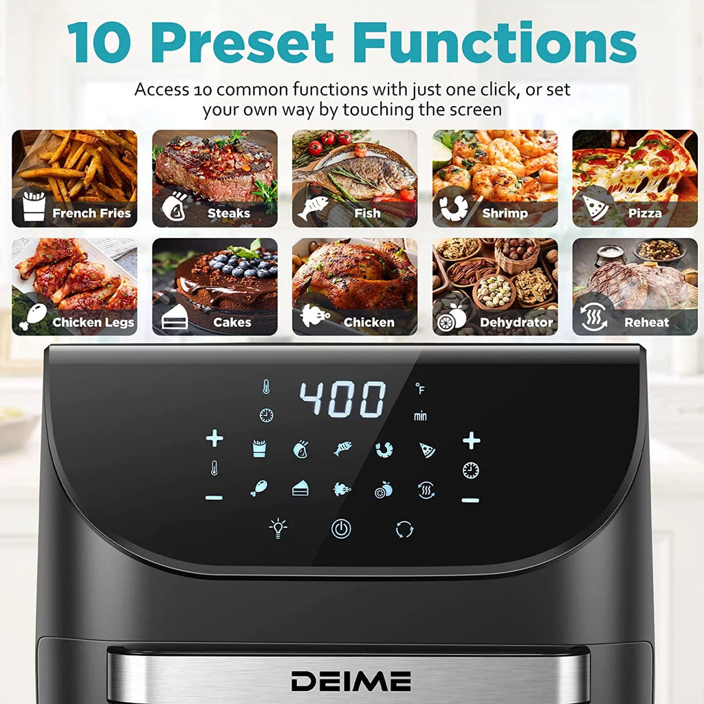 Air Fryer 12 QT 1700W Large Capacity with 10 Presets and LCD Touch Screen B211