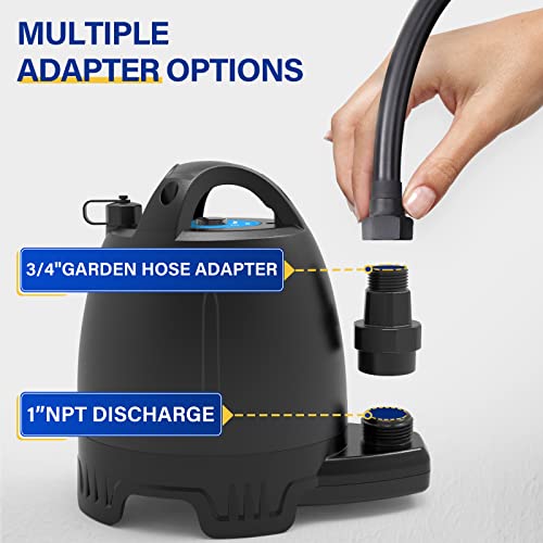 Submersible Water Pump 1/6 HP Utility Pump 1750GPH with 10 ft Cord C214