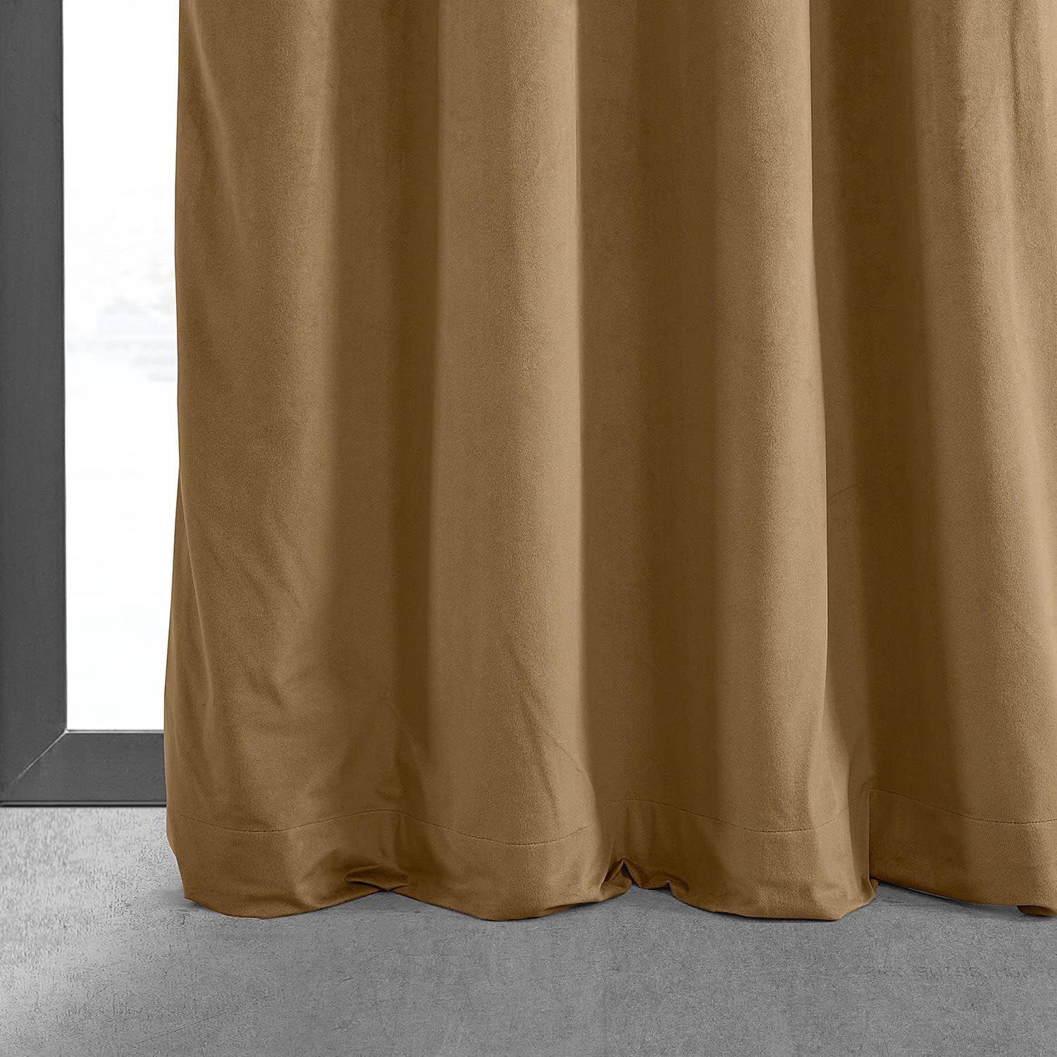 Grommet Blackout Velvet Curtains for Living Room, 50 x 96, Amber Gold U82961