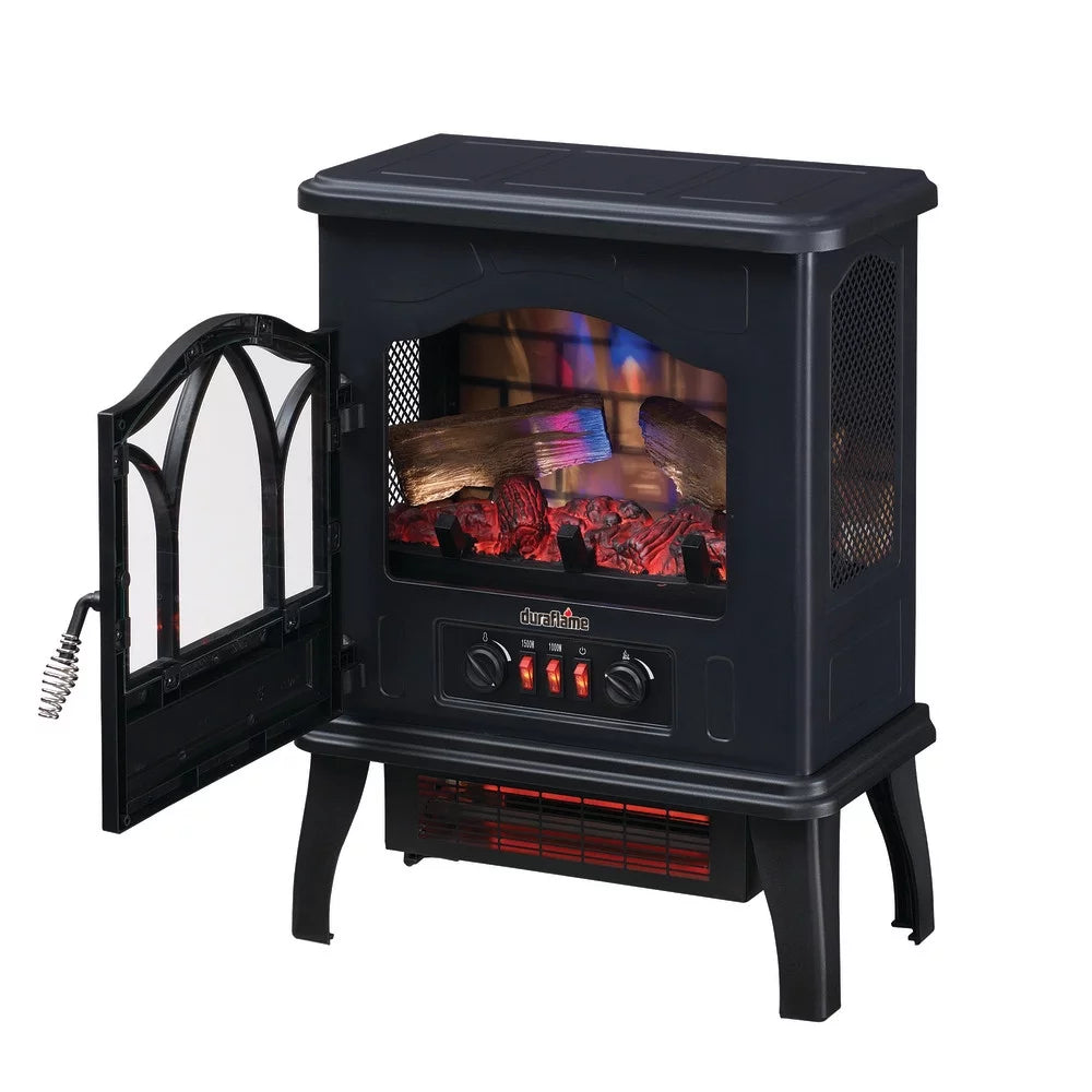 3D Infrared Electric Fireplace Stove Heater, Black W50236
