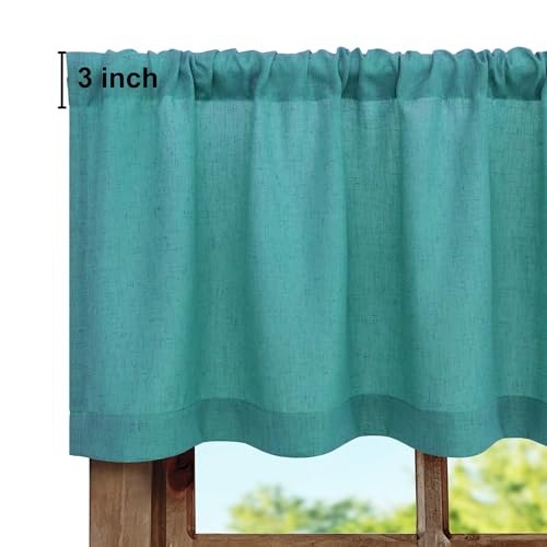 Natural Linen Window Valance for Kitchen 3 Inch Rod Pocket Semi Sheer Light Filtering Cream Curtain Topper 18 Inch Length X40024