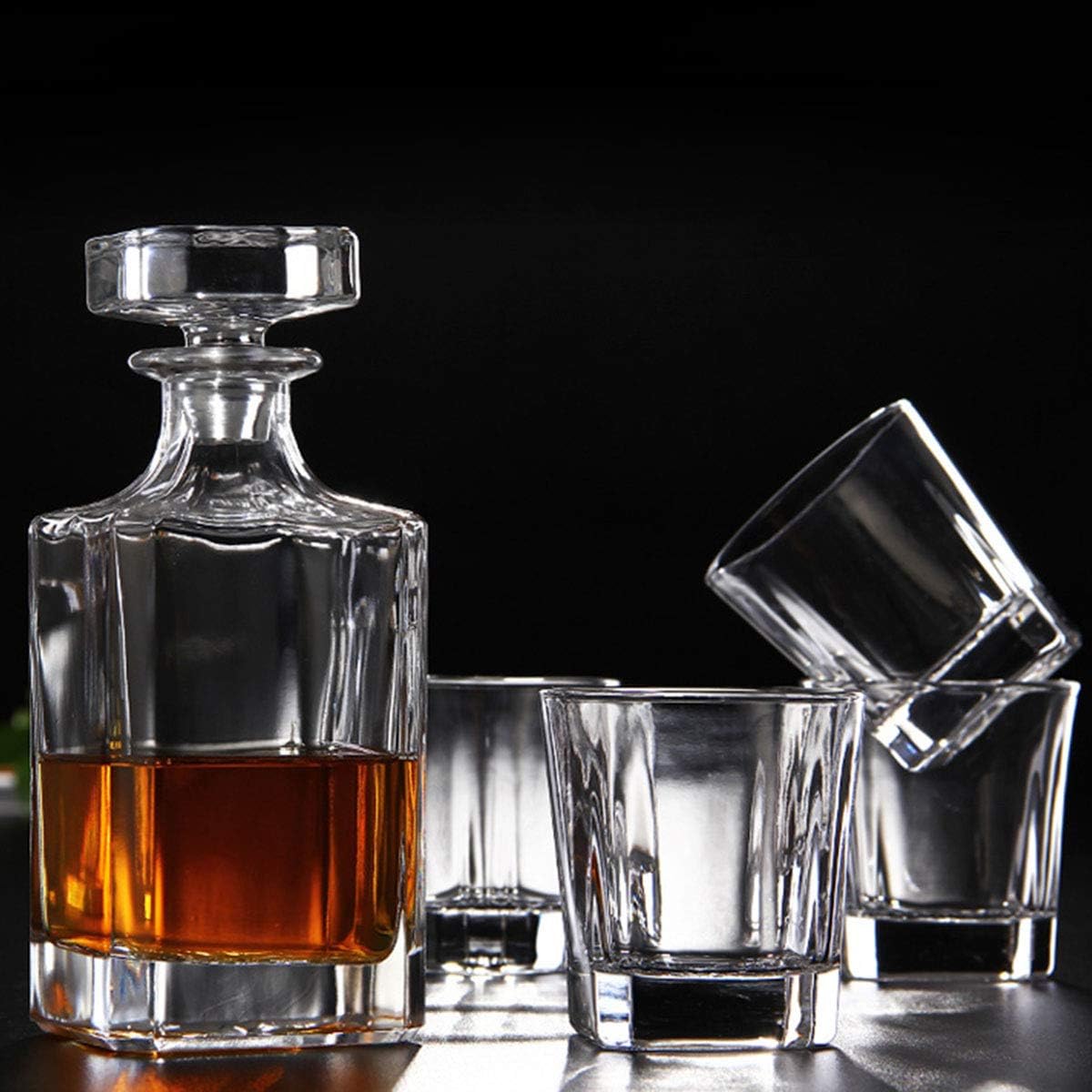 Glass Decanter with Airtight Geometric Stopper for Whiskey, Wine, Bourbon, Liquor E212419