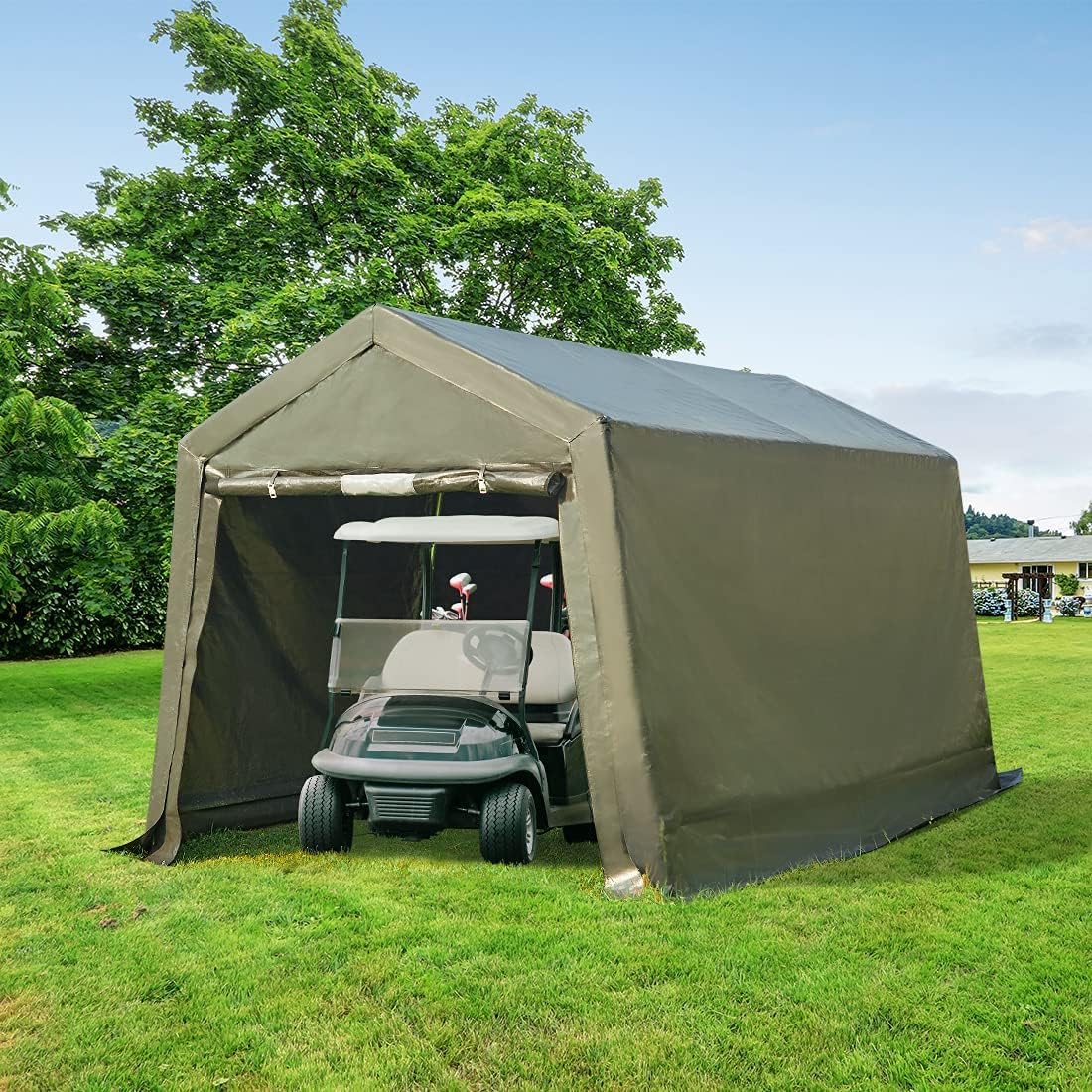 10x10 ft Heavy Duty Portable Canopy Shelter Shed with Roll up Zipper Doors A63834