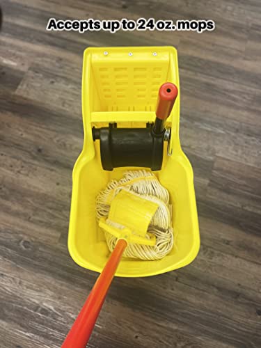 31 QT Tandem Mop Bucket and Wringer Combo on Wheels, Yellow M495