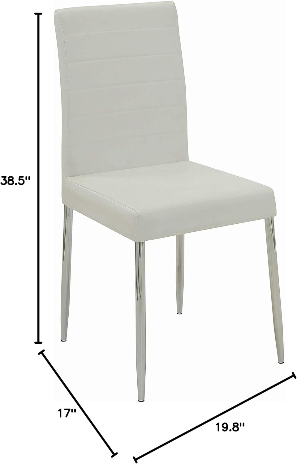 Dining Chairs with Vinyl Seat Cushion, White and Chrome, Set of 4 C1132