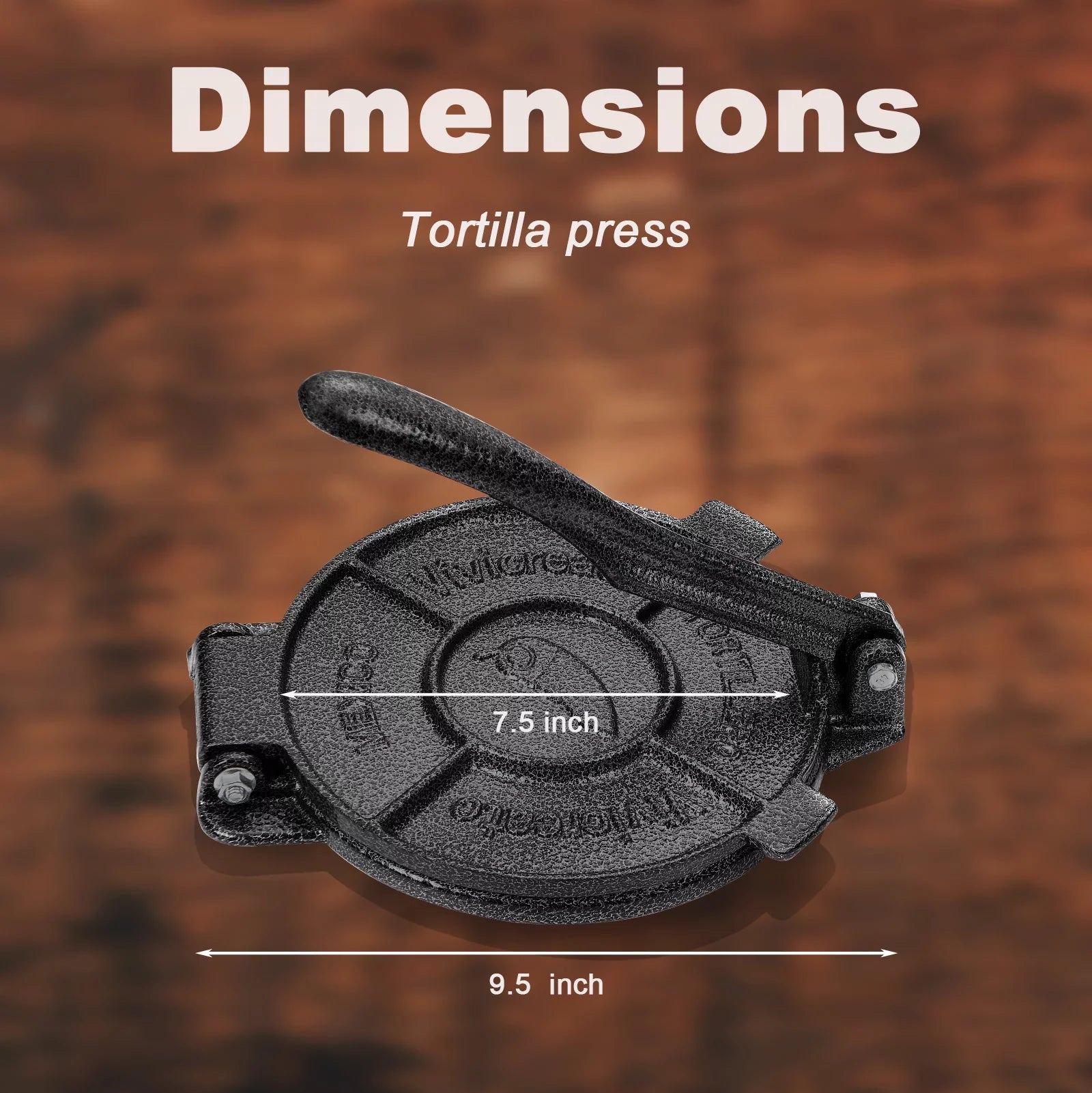 Tortilla Press 7.5 Inch, Dough Press for Flour Tortillas, Grey Q7784
