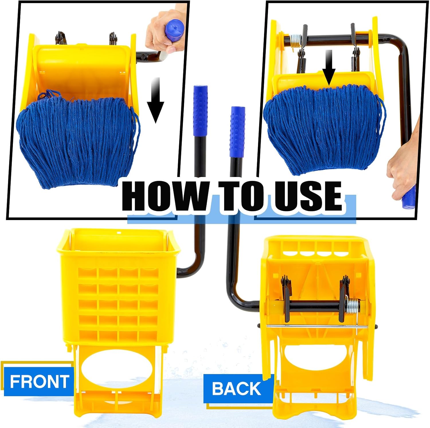 Mop Wringer Replacement for 26 and 33 Qt Bucket with 2 Mop Heads Z7897