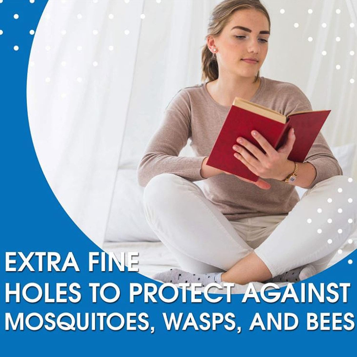 King Size Mosquito Net for Bed - Ultra-Large Fine Mesh, Easy Installation, Machine Washable F3705