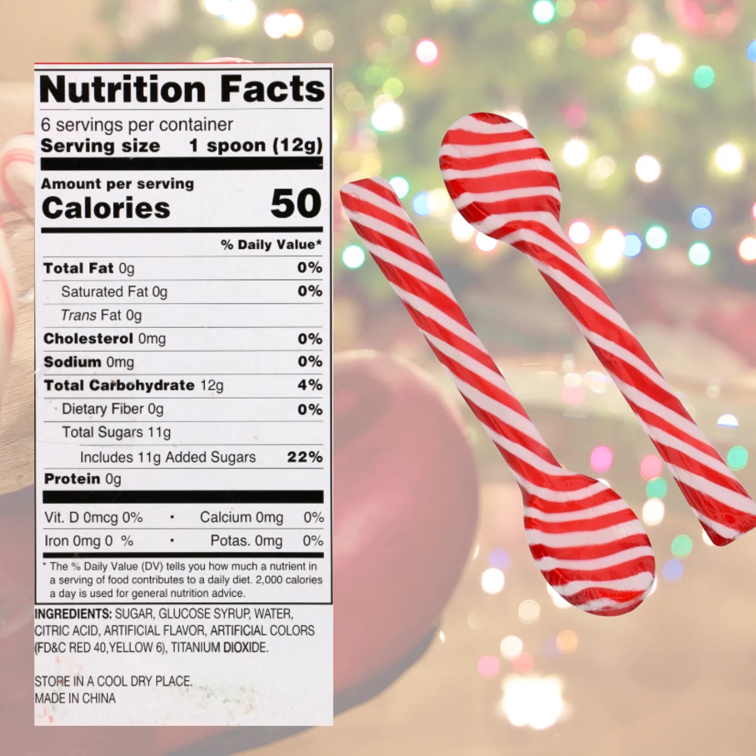 Peppermint Hard Candy Spoons for Hot Chocolate and Coffee Stirring, 48 Count S198739