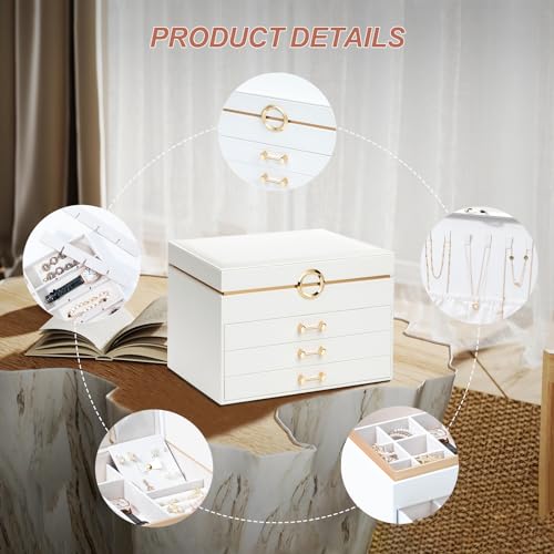 Jewelry Box with 4 Drawers for Necklaces, Bracelets, Earrings and Watch P784