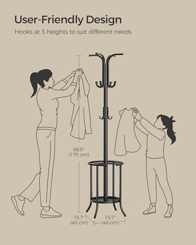 Freestanding Coat Rack with 12 Hooks and Umbrella Holder O45112