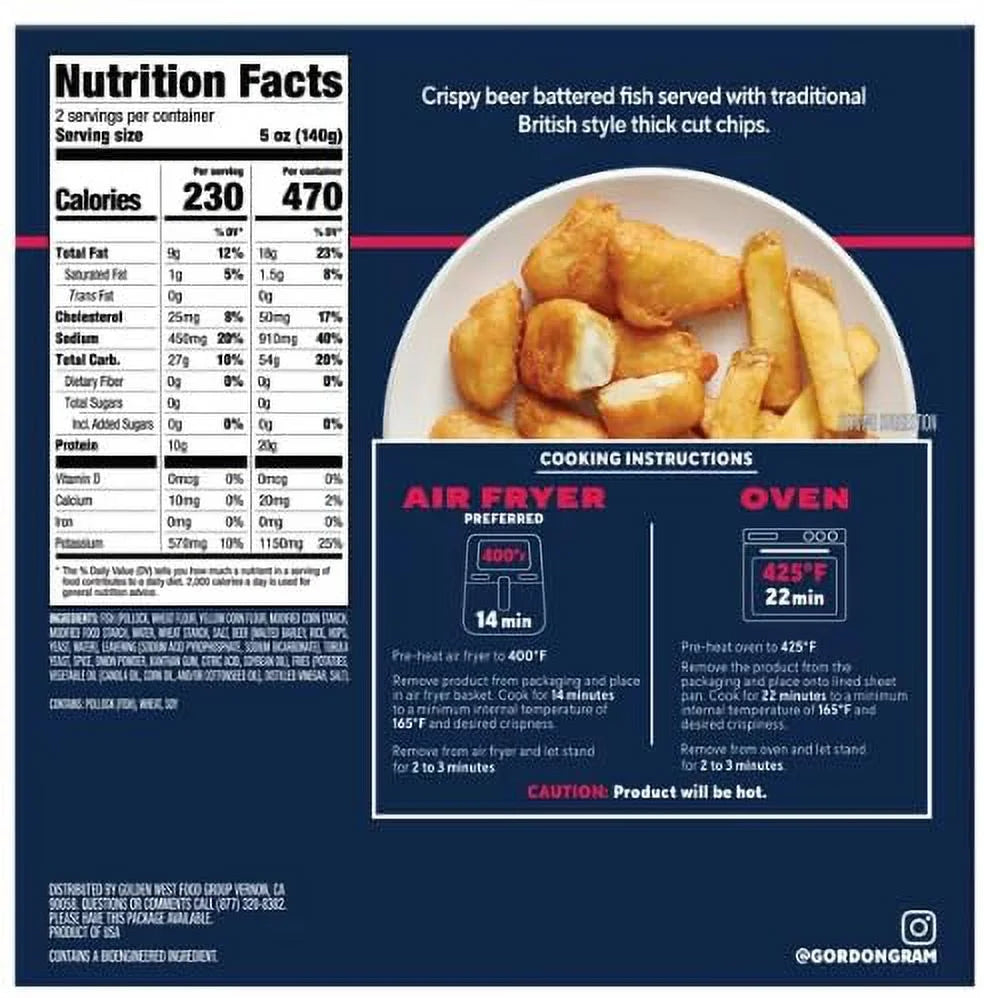Frozen Fish and Chips, 9.5 oz, Pack of 10 O34545