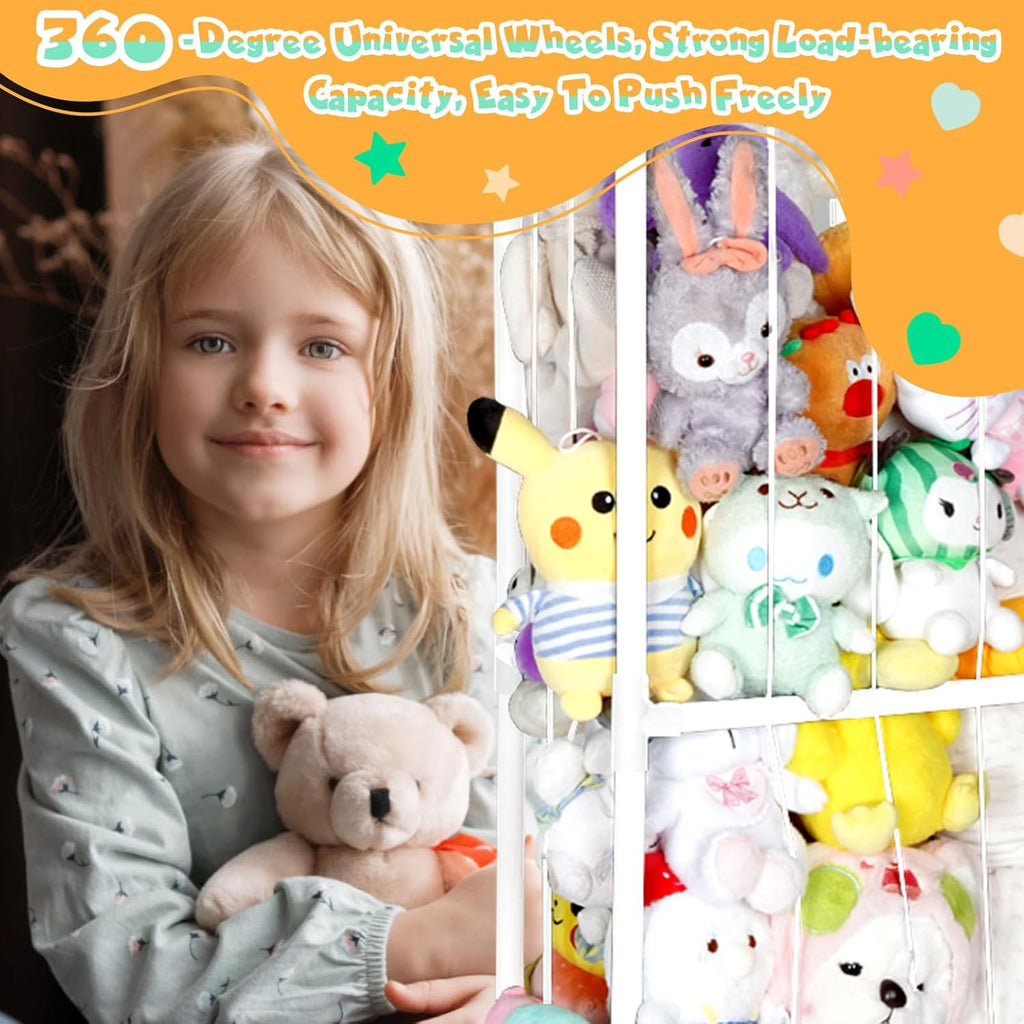 Stuffed Animal Storage Holder with Elastic Net for Bedroom W6939
