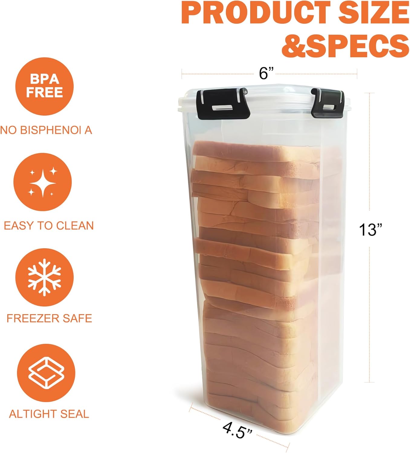 Bread Storage Container with Drawer Tray, Airtight Lid J2339
