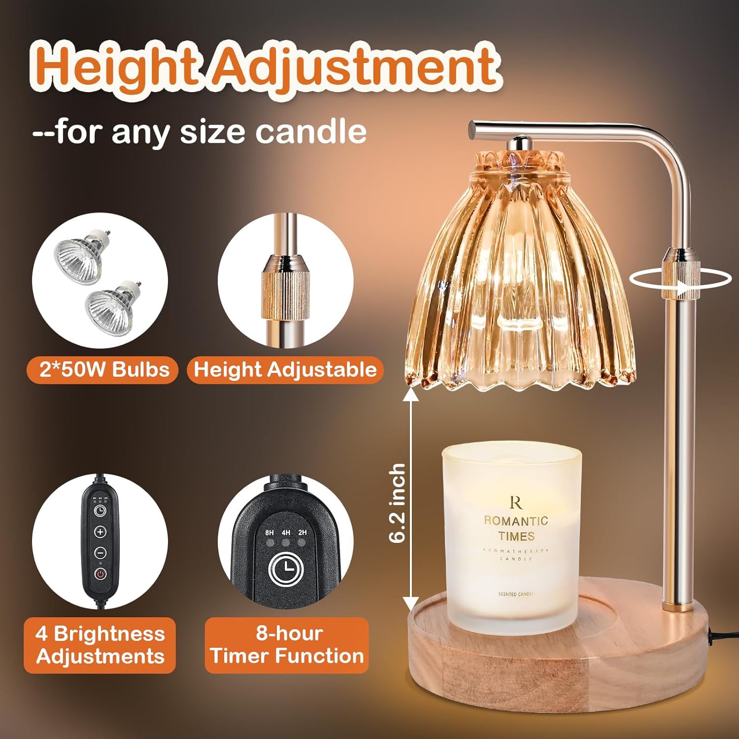 Candle Warmer Lamp with Timer and Dimmer for Wax Melts G802