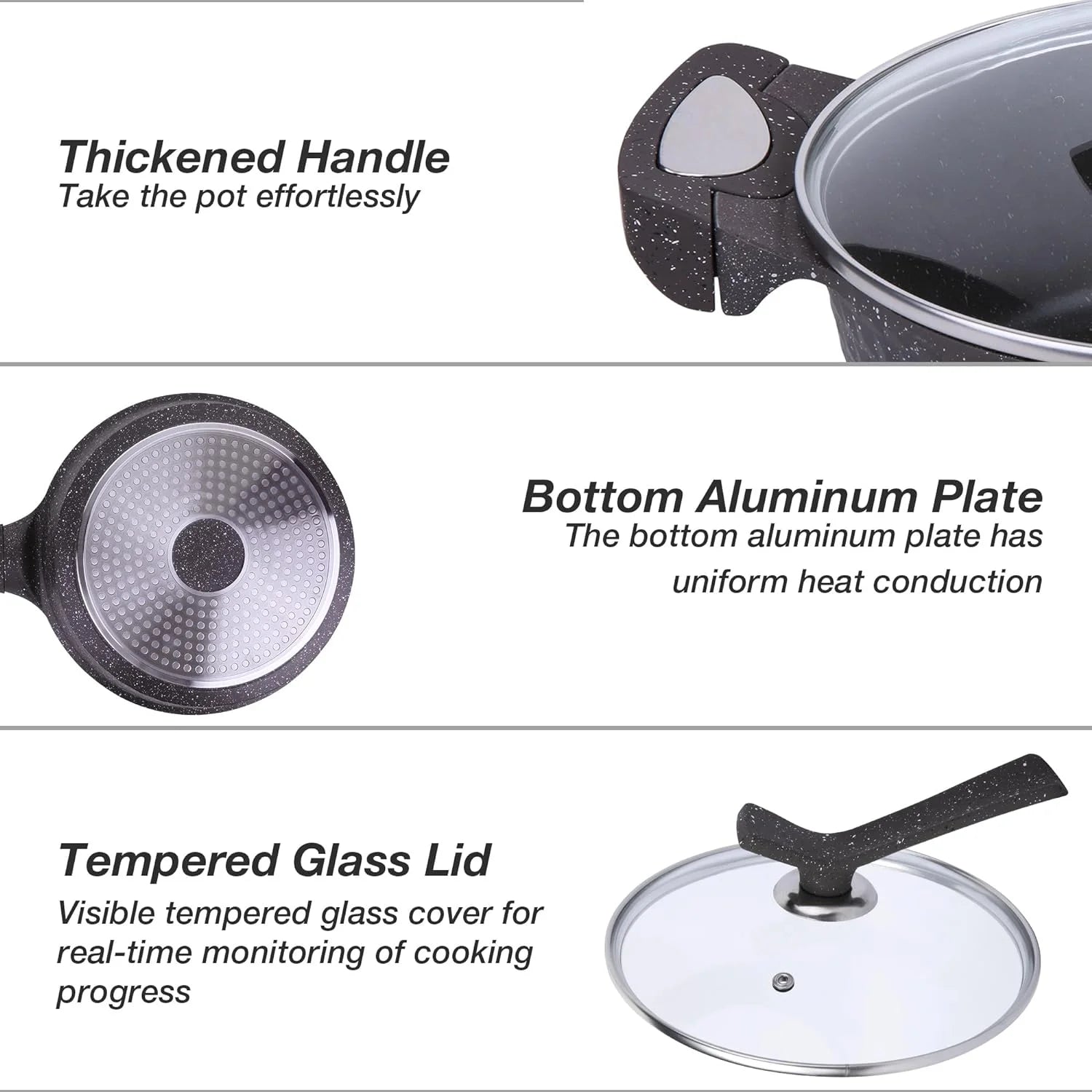 Nonstick Cookware Set 8 Piece, Dishwasher Safe, Black B4303