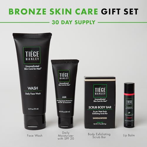 Men's Skincare Gift Box Set with Face Wash, Moisturizer SPF 20, Exfoliating Scrub Bar & Lip Balm F4711