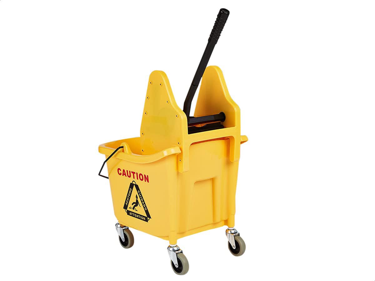 Rectangular Mop Bucket with Down Press Wringer, 35-Quart, Yellow G993015
