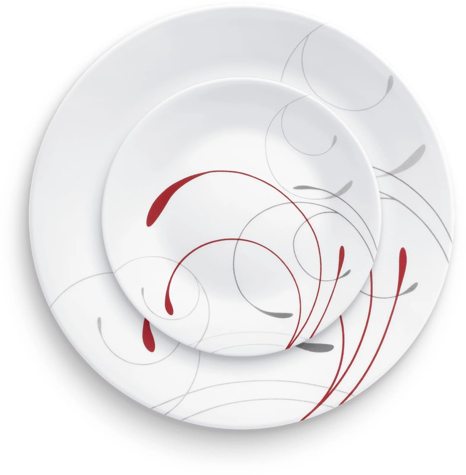 12-Piece White and Red Round Dinnerware Set S276