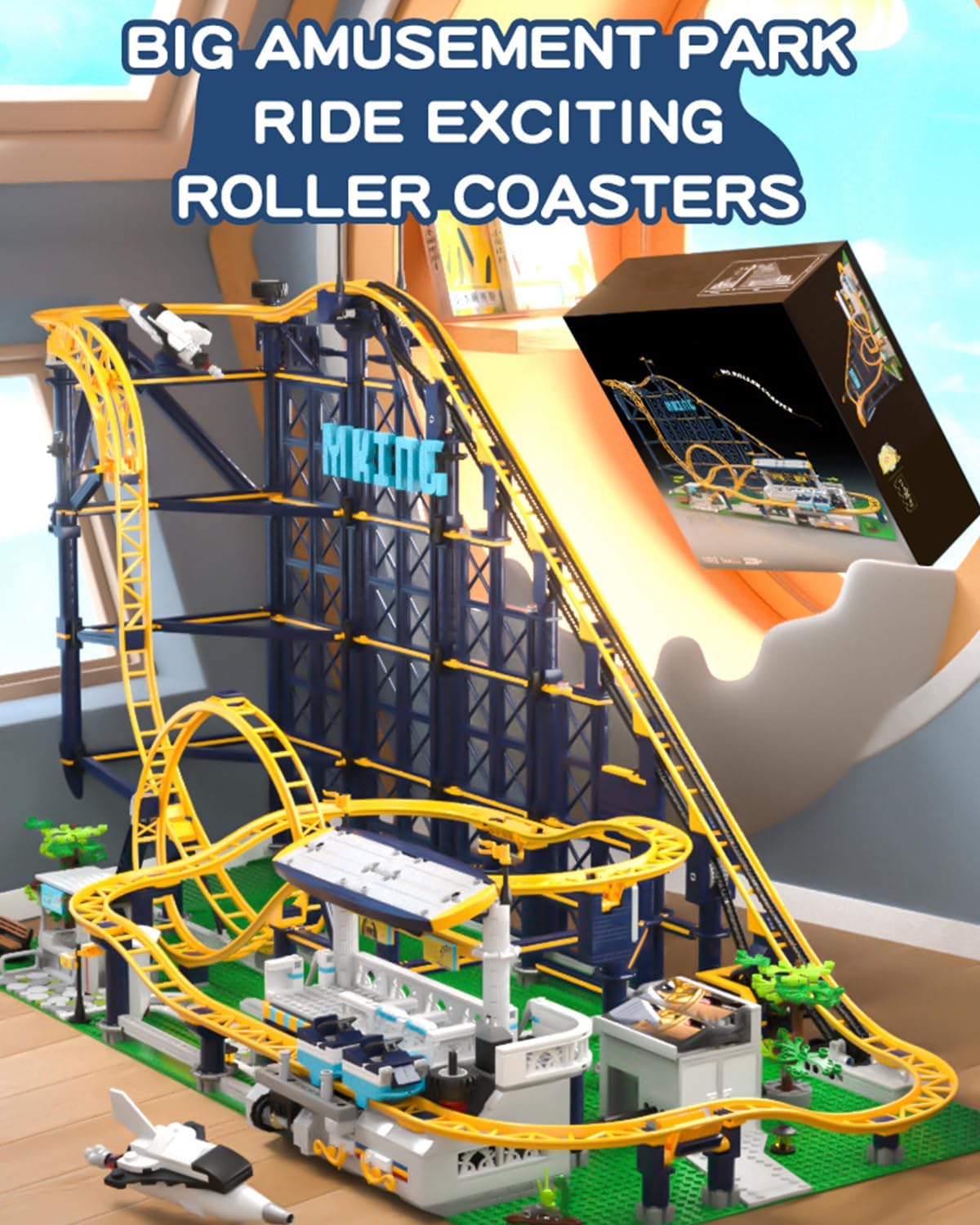 Roller Coaster Building Blocks Set with Motor, 3238 Pieces C59417
