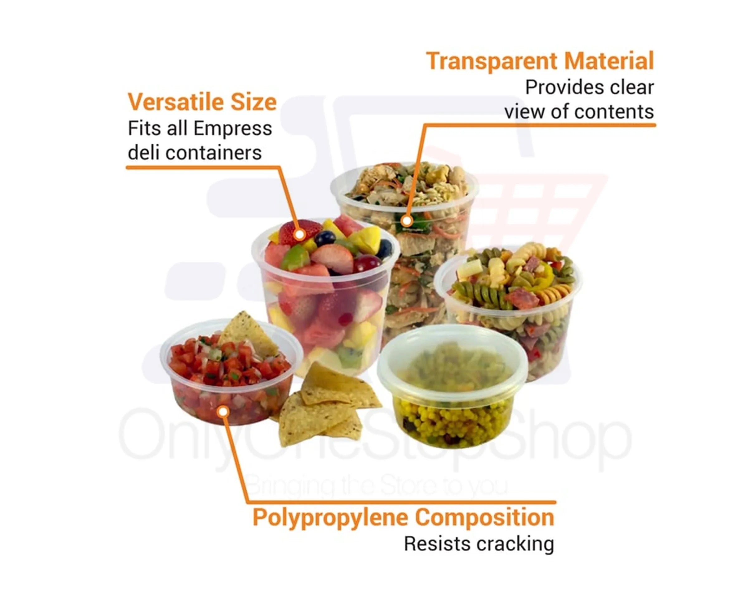 64oz Deli Containers with Leak-Proof Lids, Stackable, Microwave-Safe, Set of 50 H727162