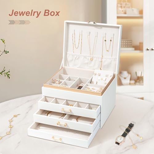 Jewelry Box with 4 Drawers for Necklaces, Bracelets, Earrings and Watch P784