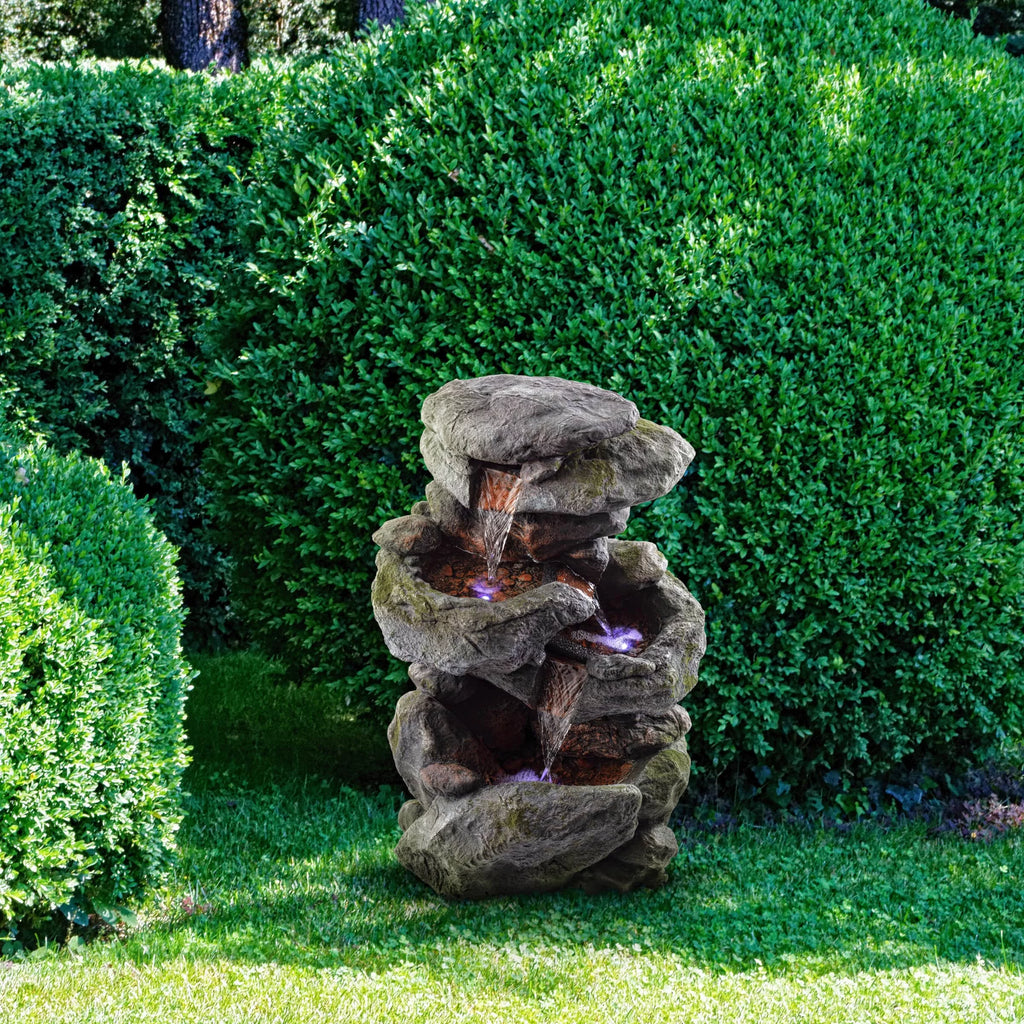Outdoor 3-Tier Rock Cascading Tabletop Fountain K655