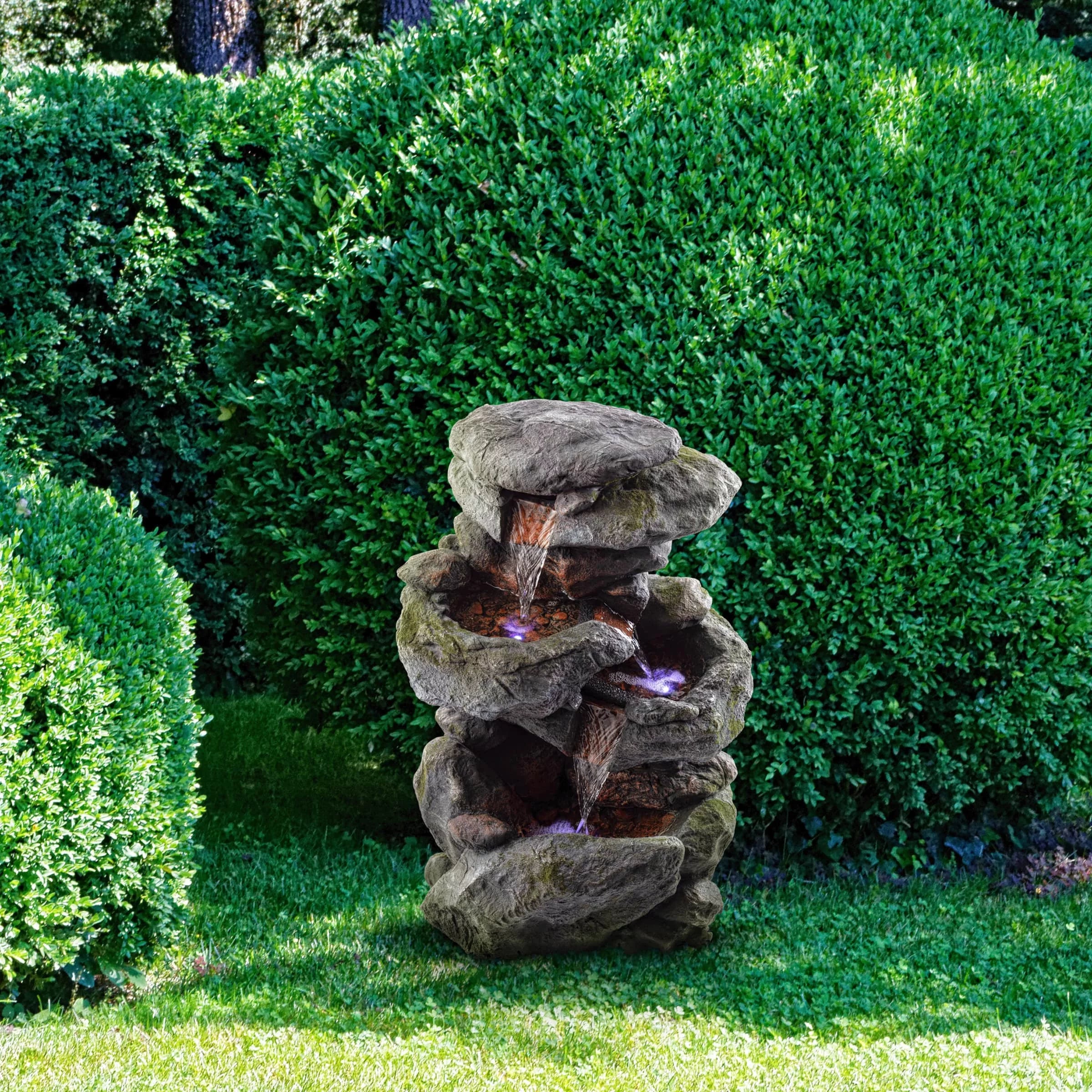Outdoor 3-Tier Rock Cascading Tabletop Fountain K655