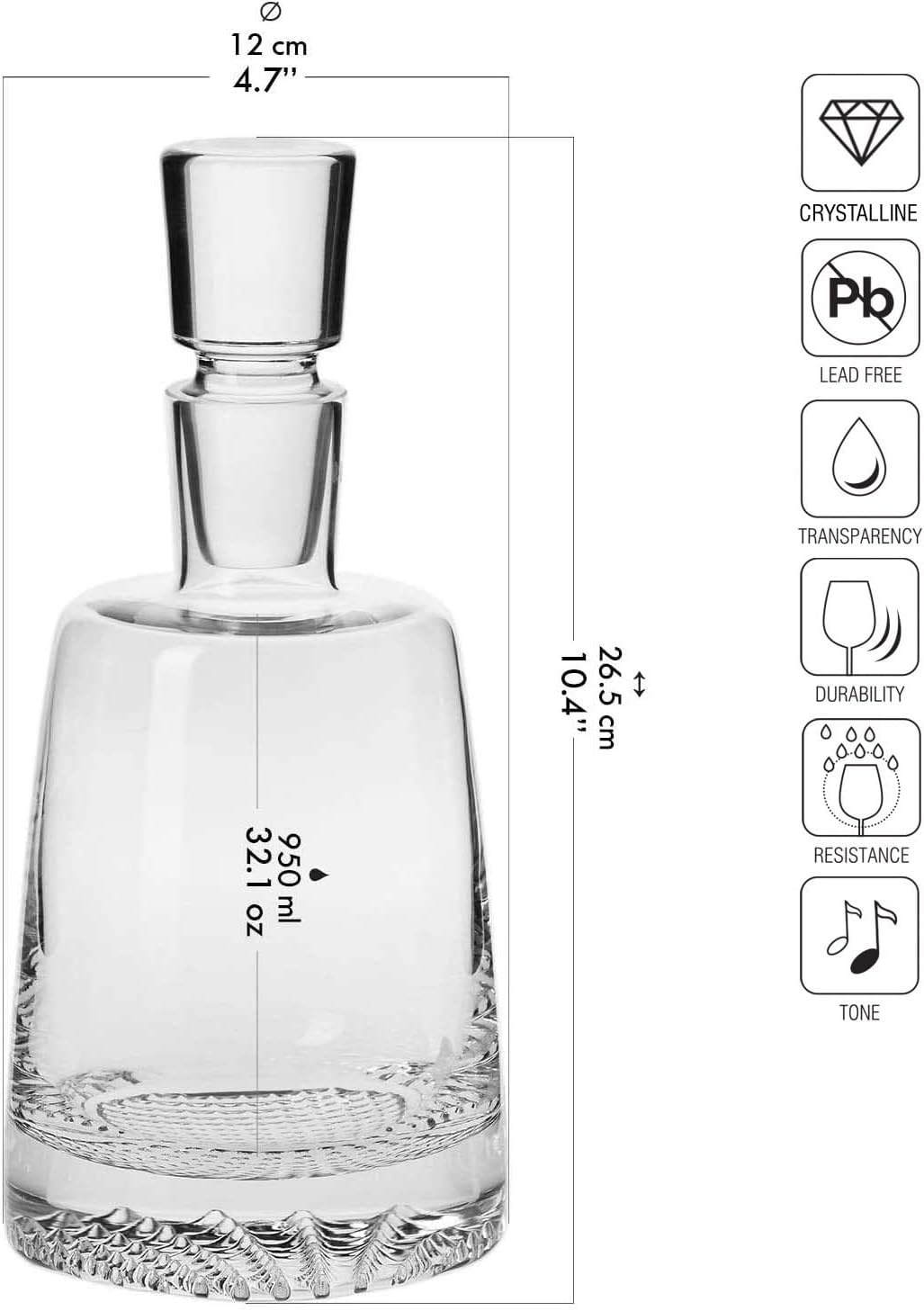 Whisky Glass Decanter Set with Crystal Carafe and 6 Glasses L8815