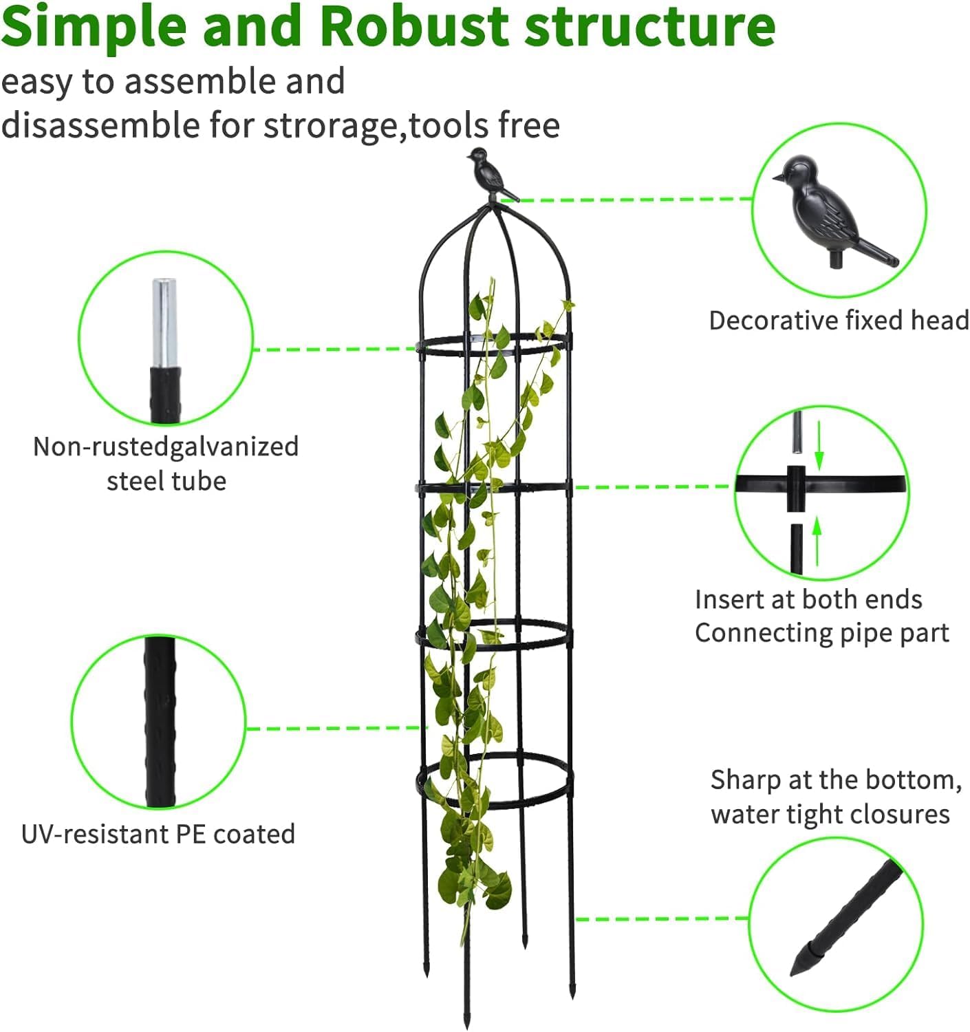 Garden Trellis for Climbing Plants Outdoor, 6ft Tall Plant Support U94727